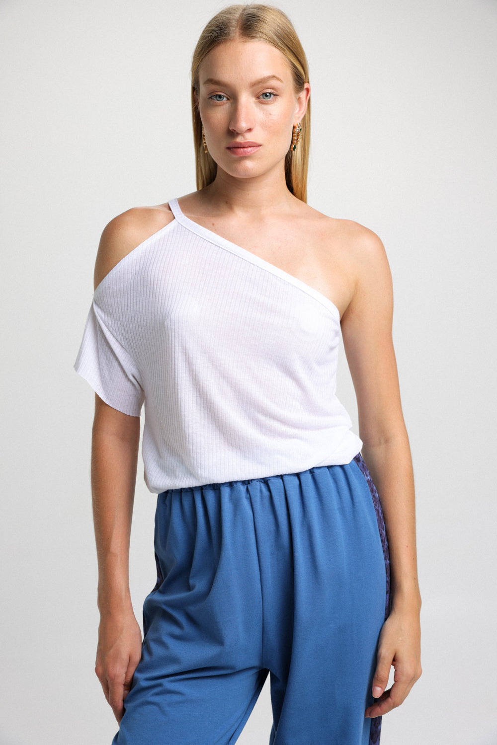 Now White One Shoulder Top