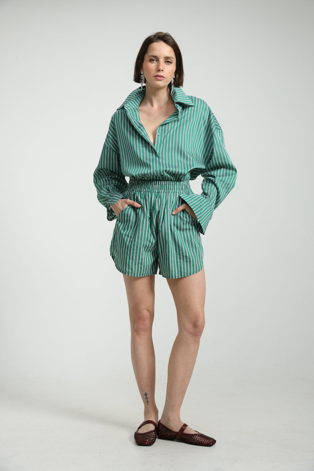 Buni's Green Striped Shorts