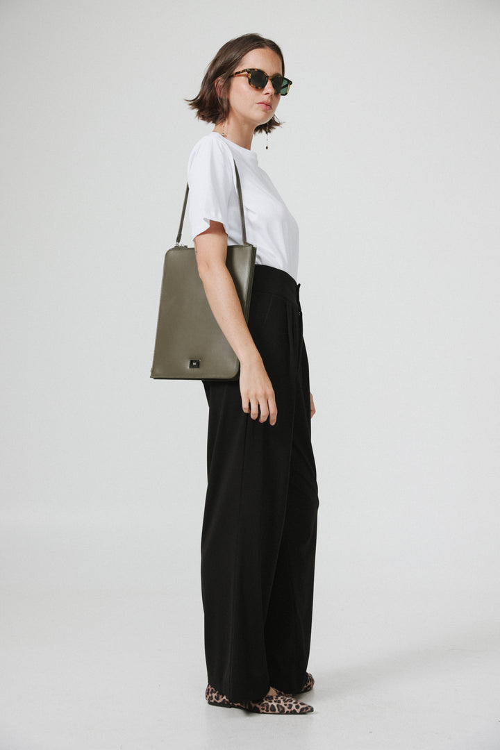 Olive Leather Laptop Bag