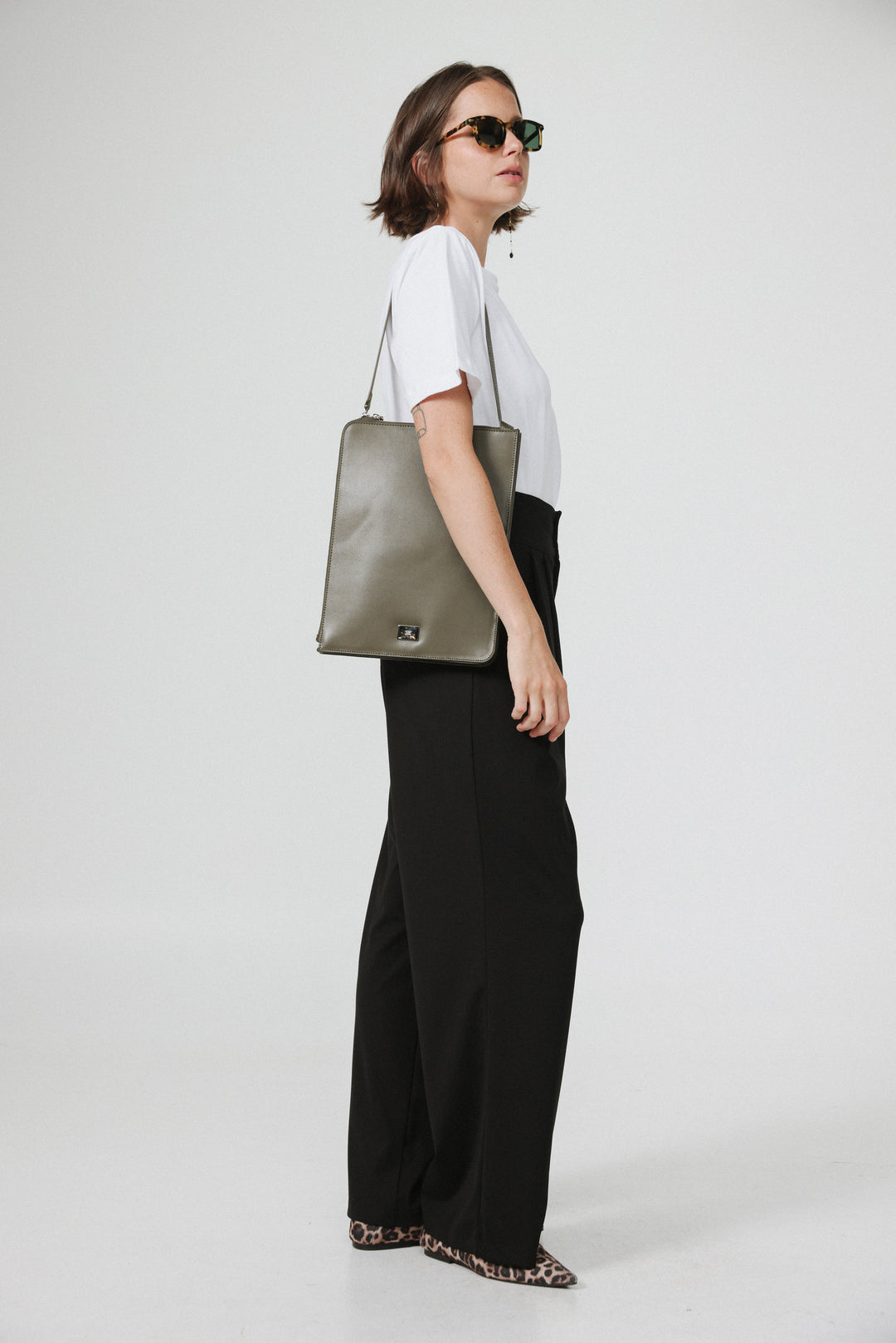 Olive Leather Laptop Bag