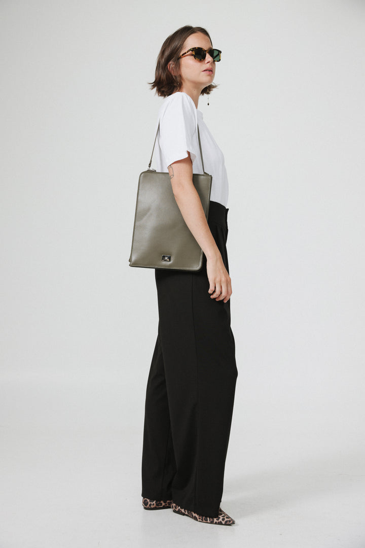 Olive Leather Laptop Bag