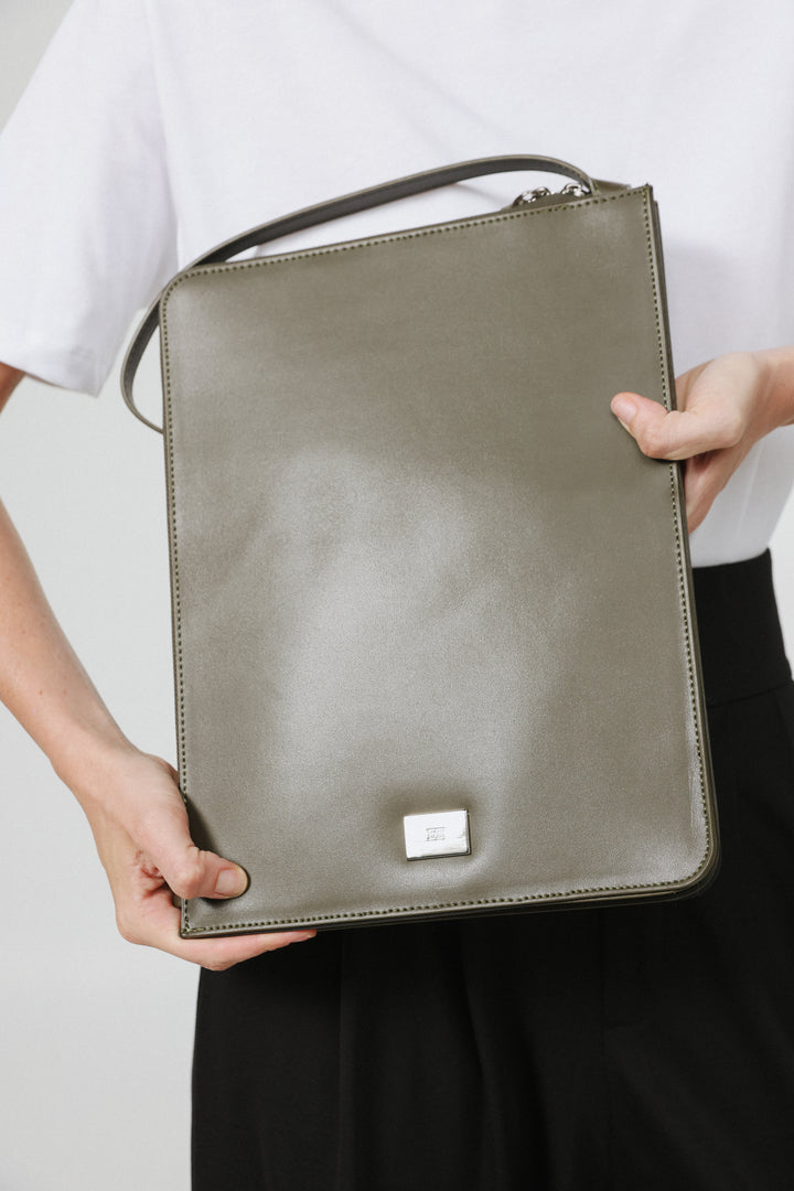 Olive Leather Laptop Bag