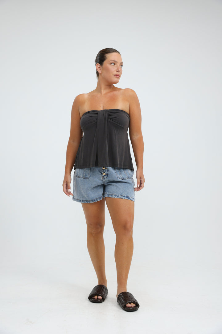 Union Grey Strapless Top
