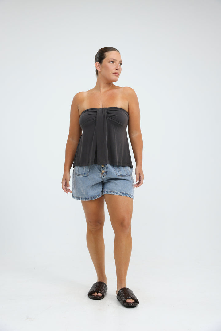 Union Grey Strapless Top
