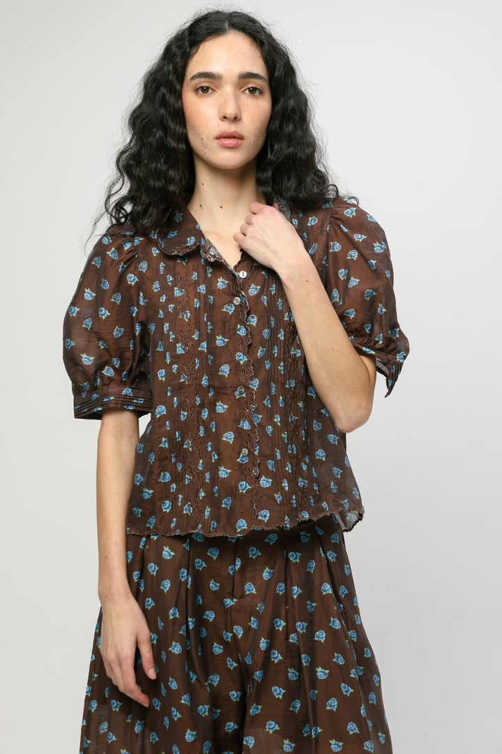 Brown Floral Blouse