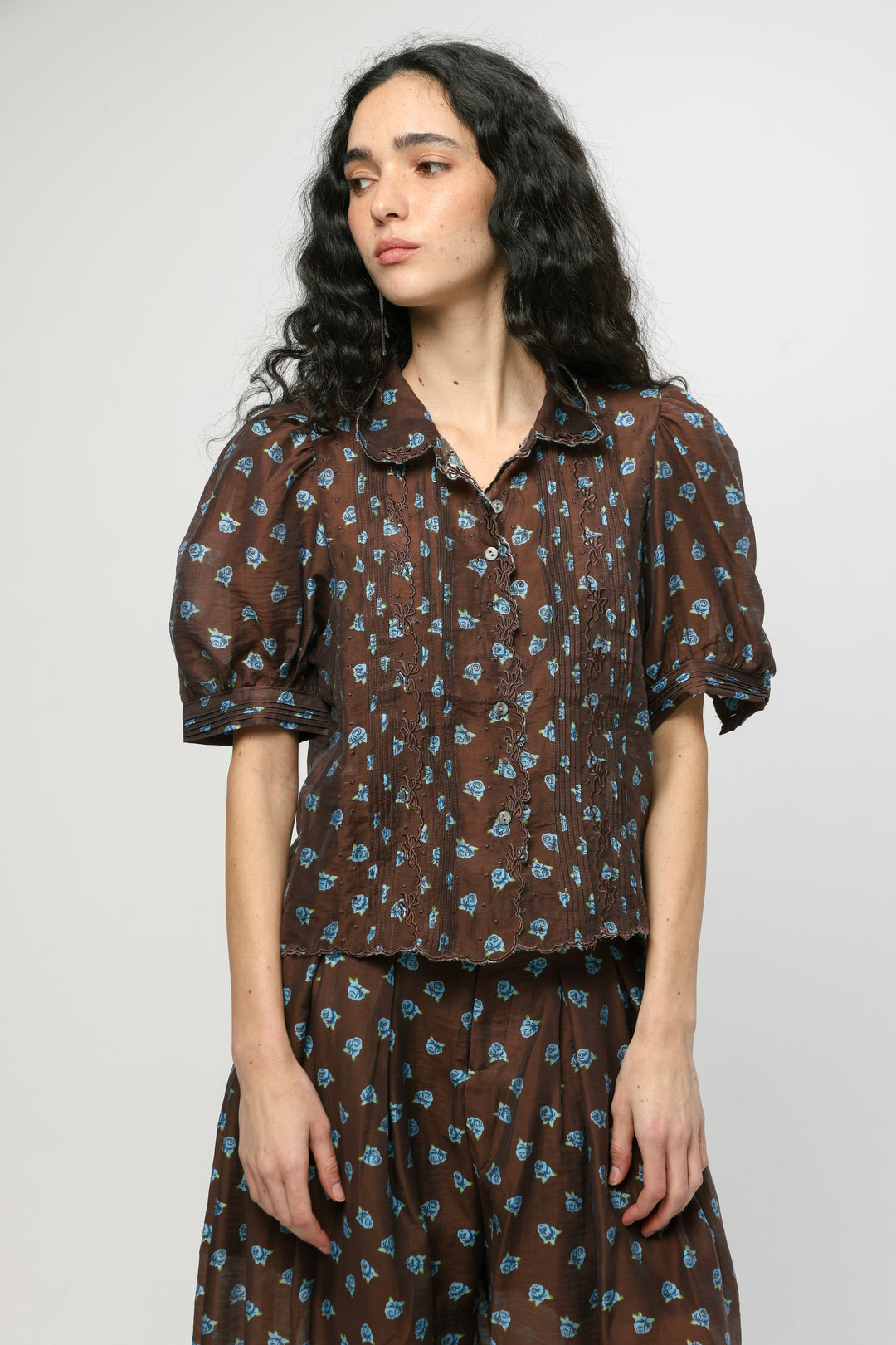 Brown Floral Blouse