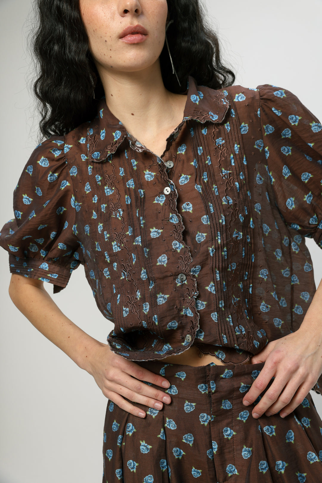 Brown Floral Blouse