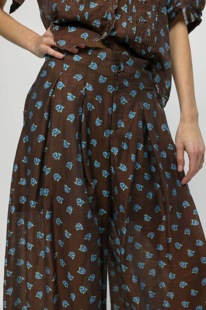 Brown Floral Wide Bottoms
