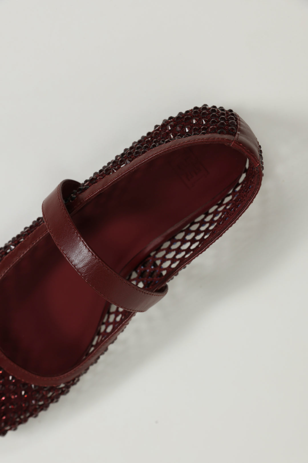 Wine Studded Mesh Ballerina Flats