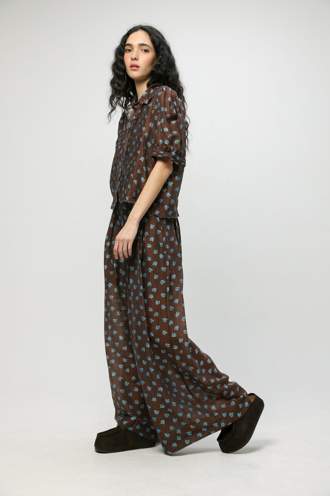 Brown Floral Blouse