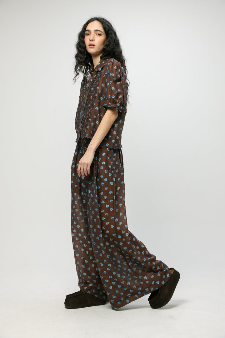 Brown Floral Blouse