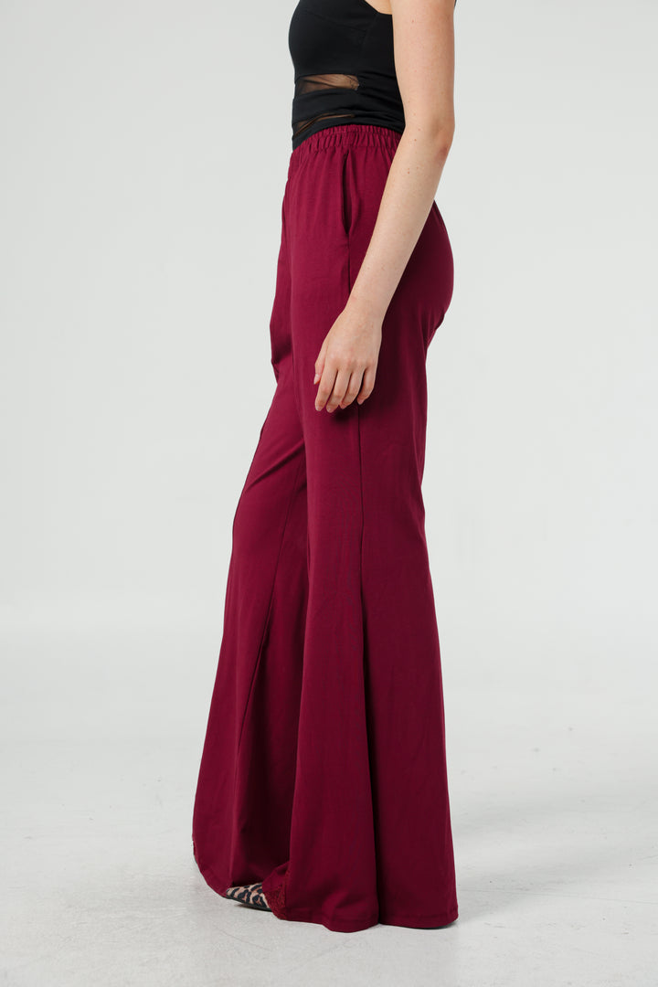Lace Wine Wide Leg Bottoms
