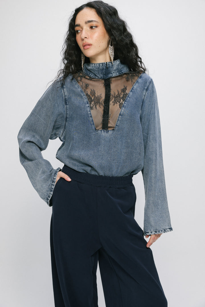 Adam Lace Light Denim Polo