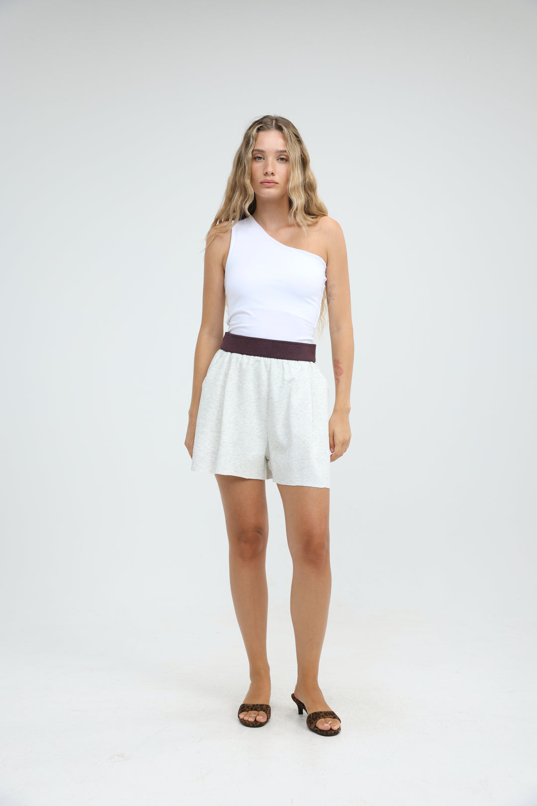 Tennis White One Shoulder Tank