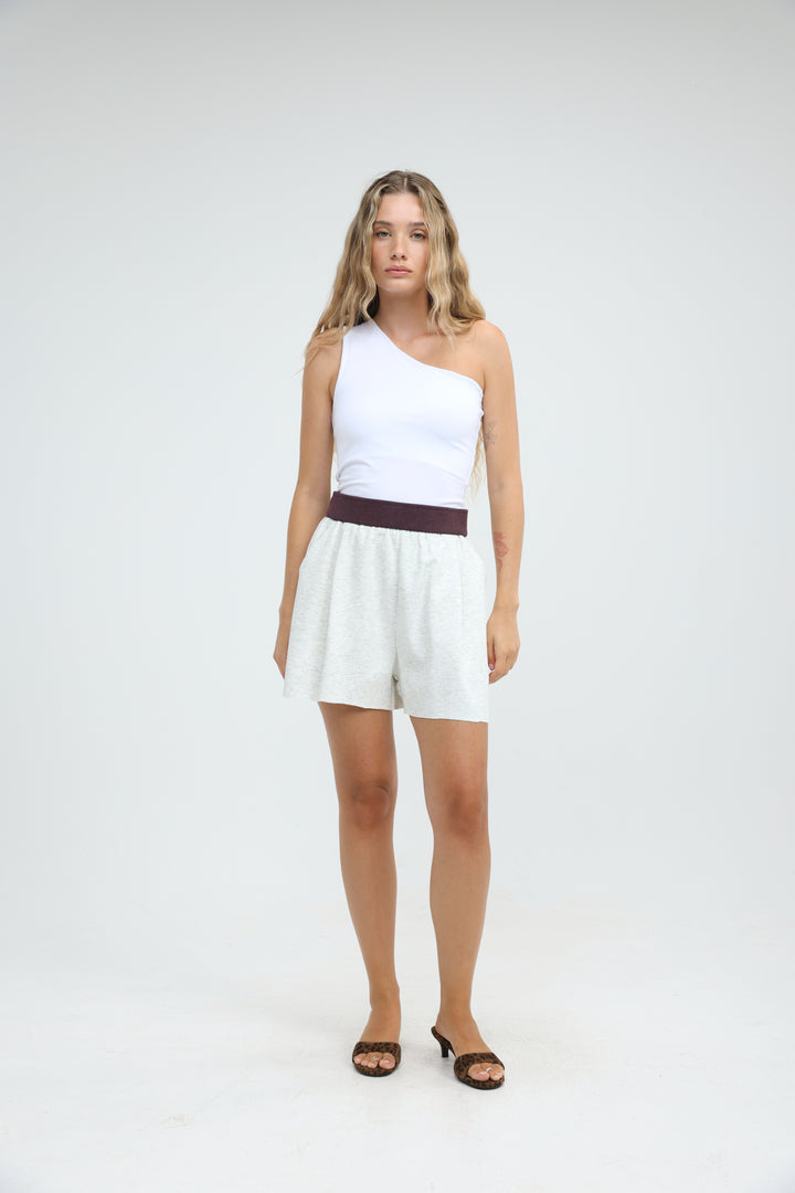 Tennis White One Shoulder Tank
