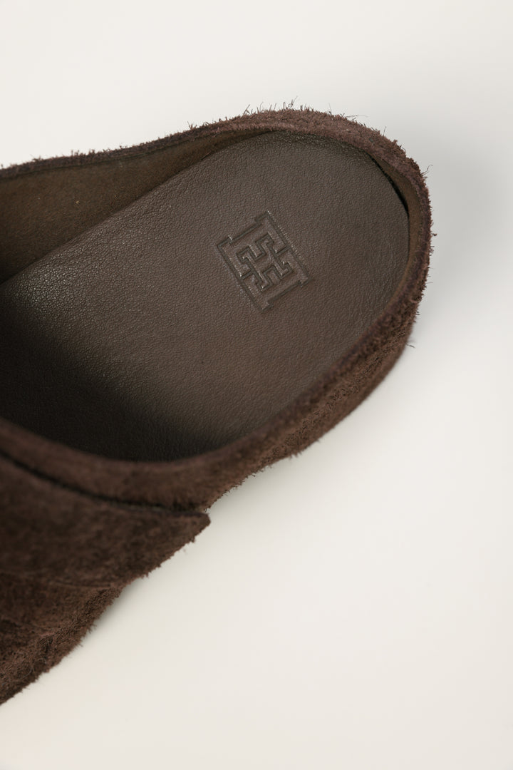 Chocolate Textured Suede Clogs