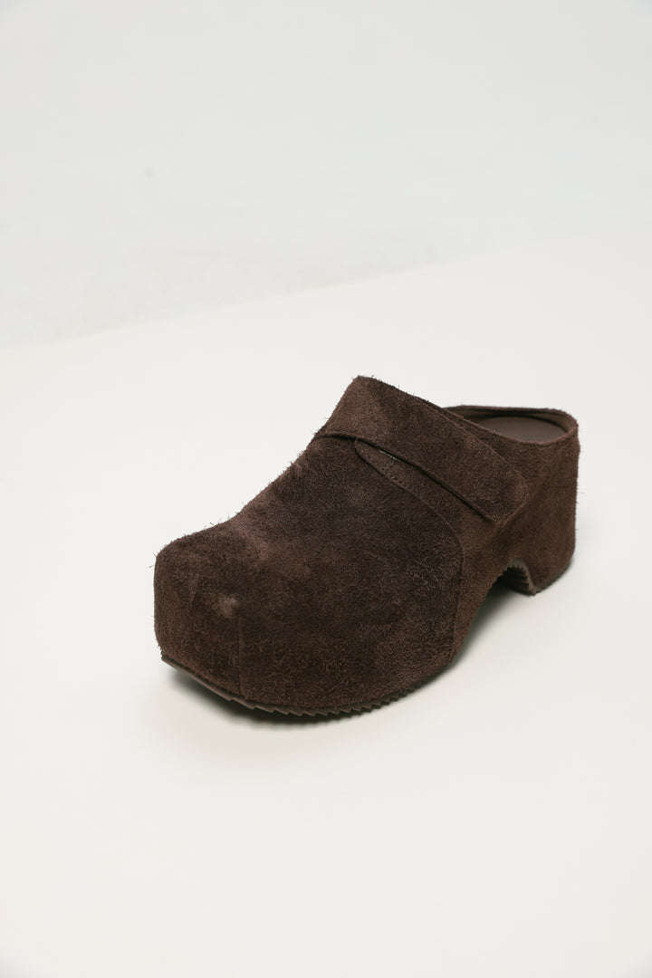 Chocolate Textured Suede Clogs