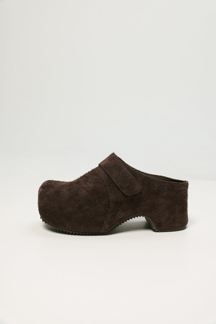 Chocolate Textured Suede Clogs