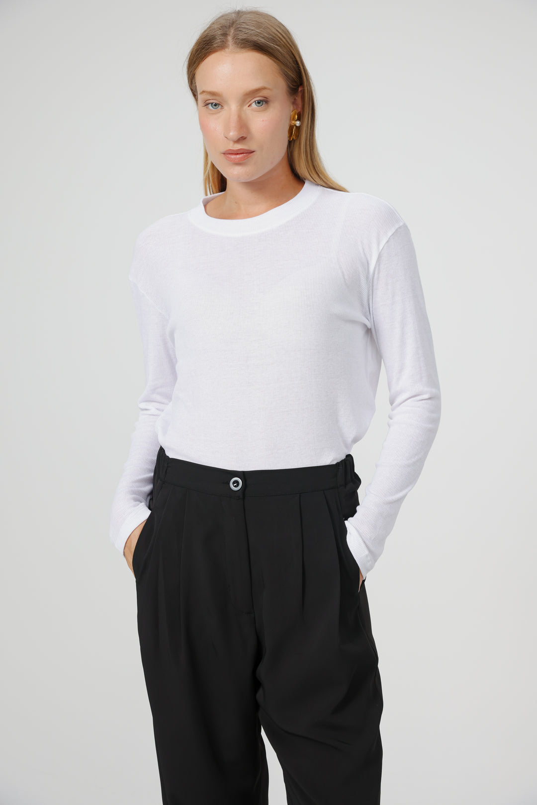 Clean03 Rib White Shirt