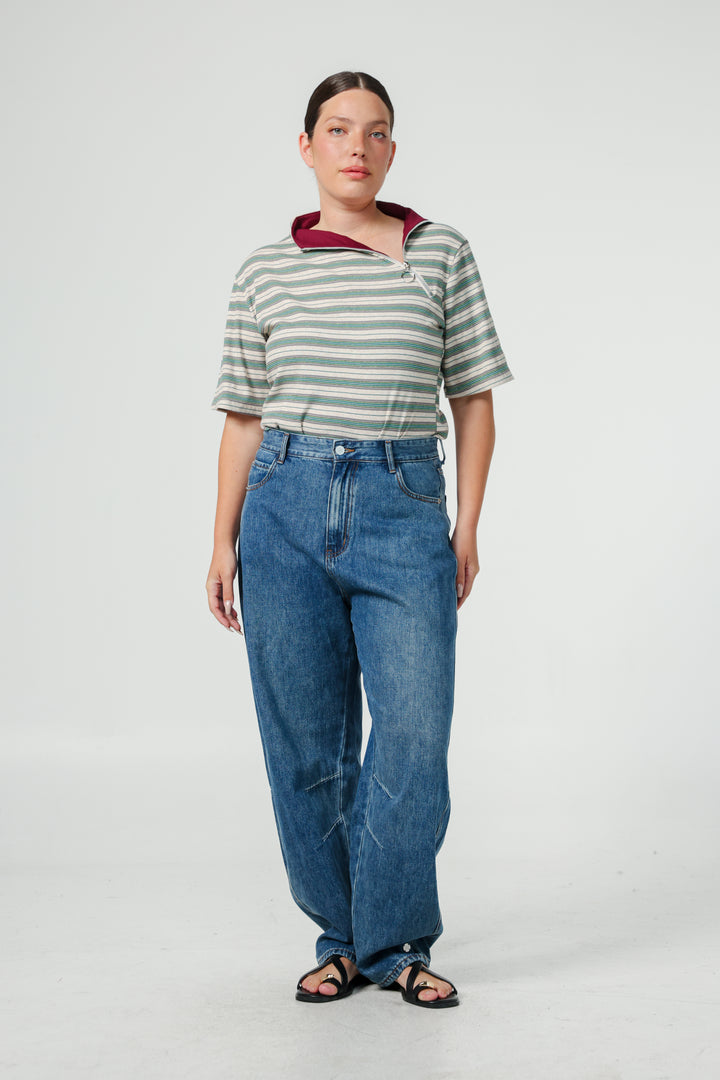 Asa Green Striped Polo