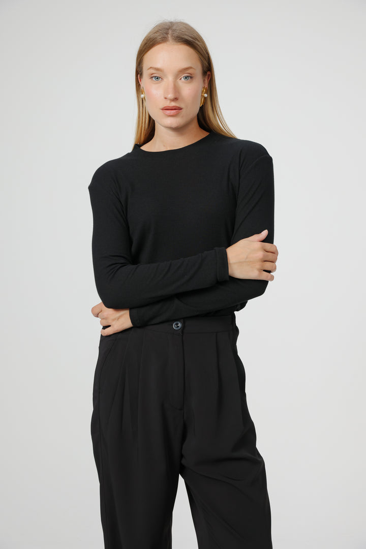 Clean03 Rib Black Shirt