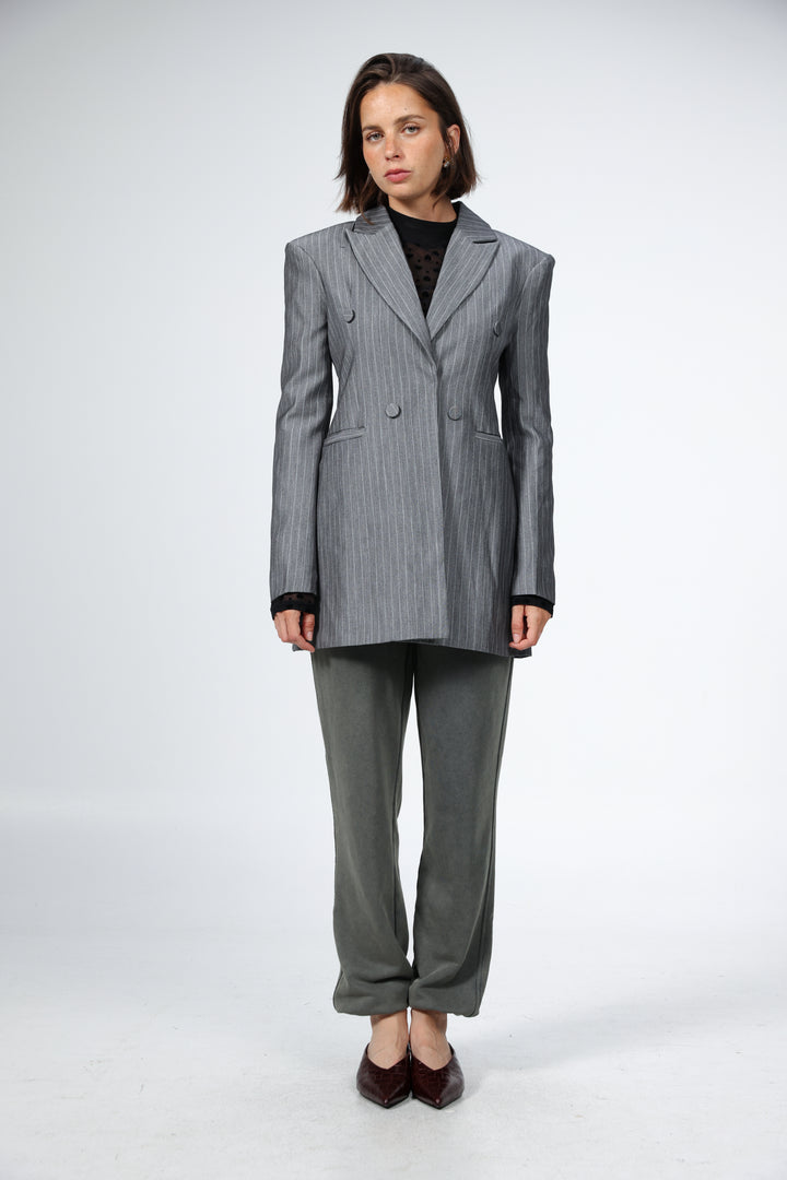Slim Grey Stripes Blazer