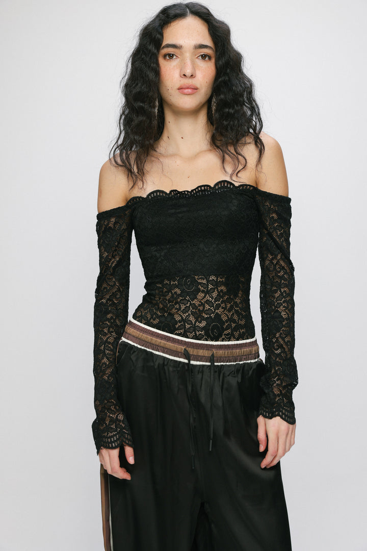 Noir Black Off Shoulder Bodysuit