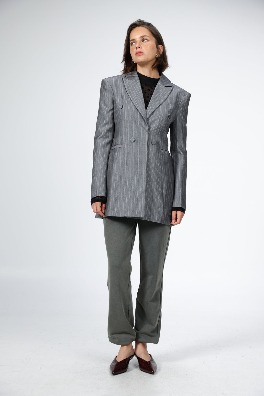 Slim Grey Stripes Blazer