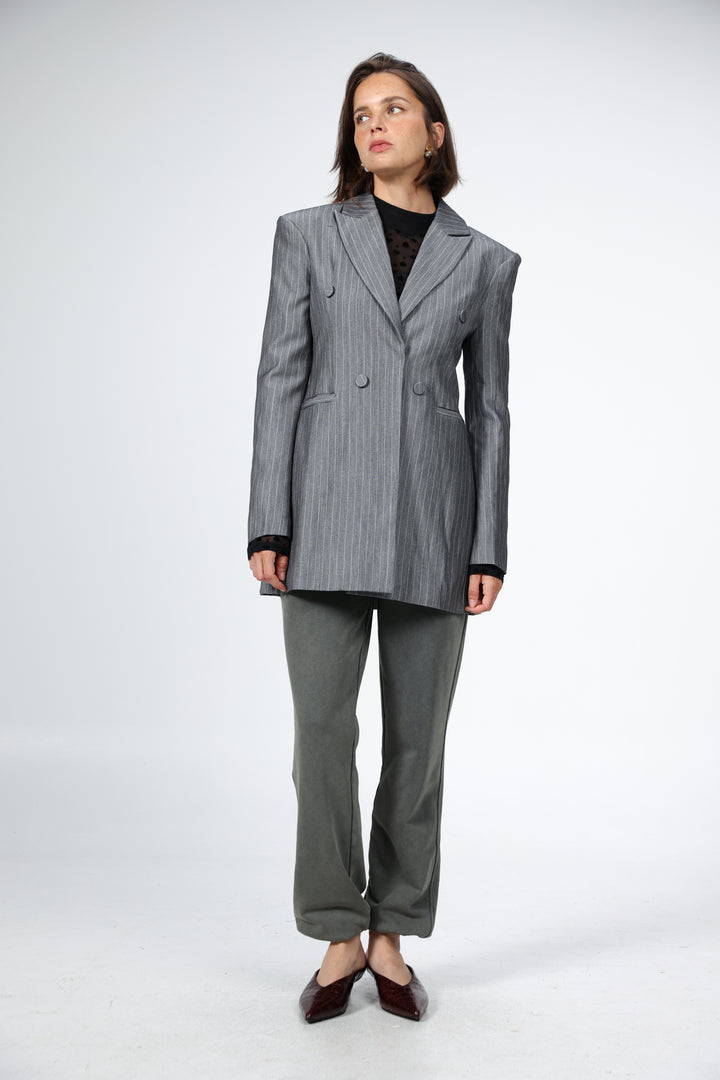 Slim Grey Stripes Blazer