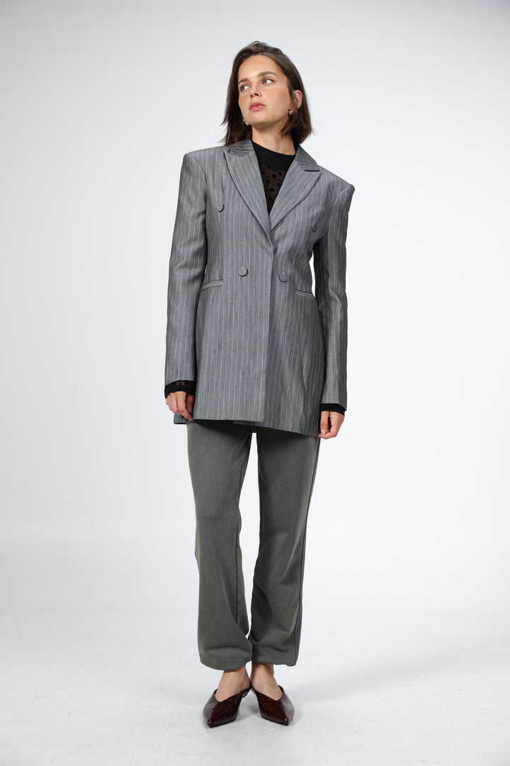 Slim Grey Stripes Blazer