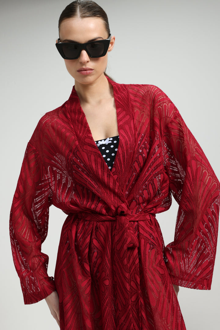 Lacy Wine Kimono