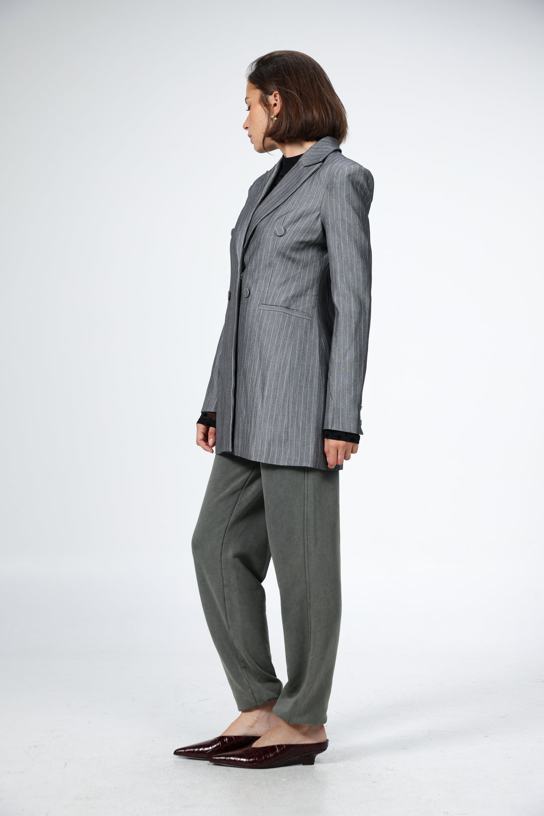 Slim Grey Stripes Blazer