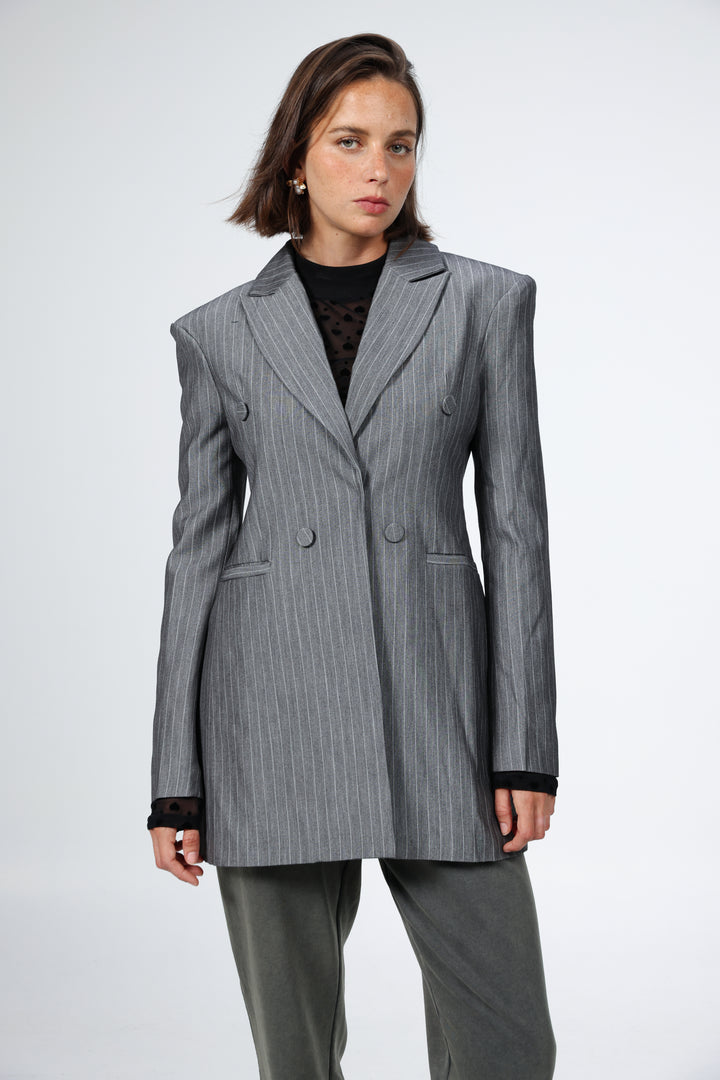 Slim Grey Stripes Blazer