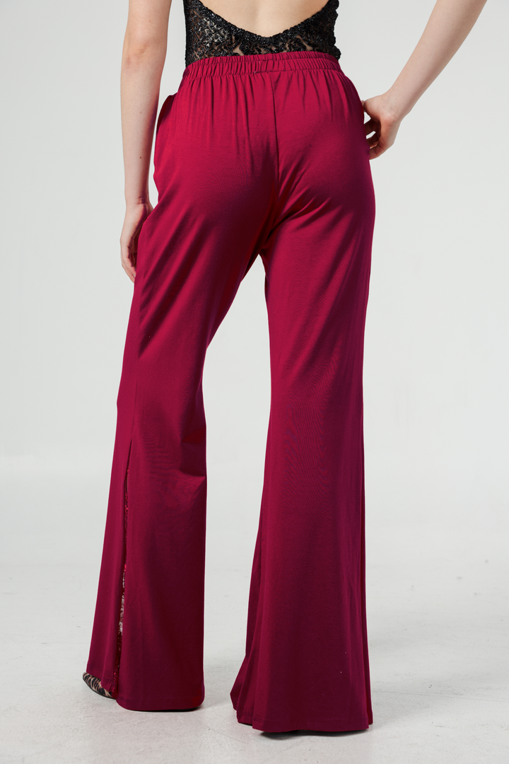 Lace Wine Wide Leg Bottoms