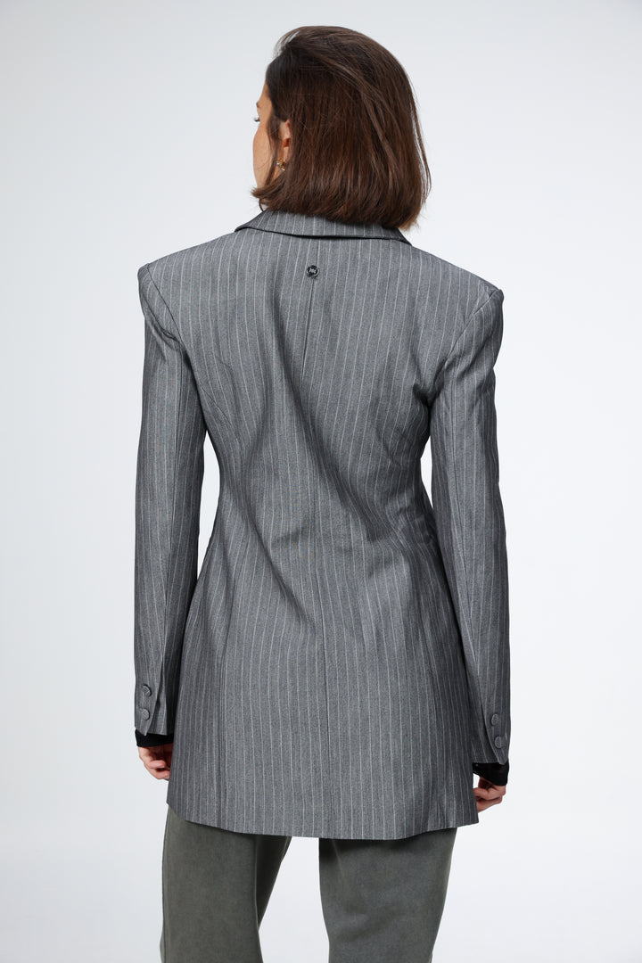 Slim Grey Stripes Blazer