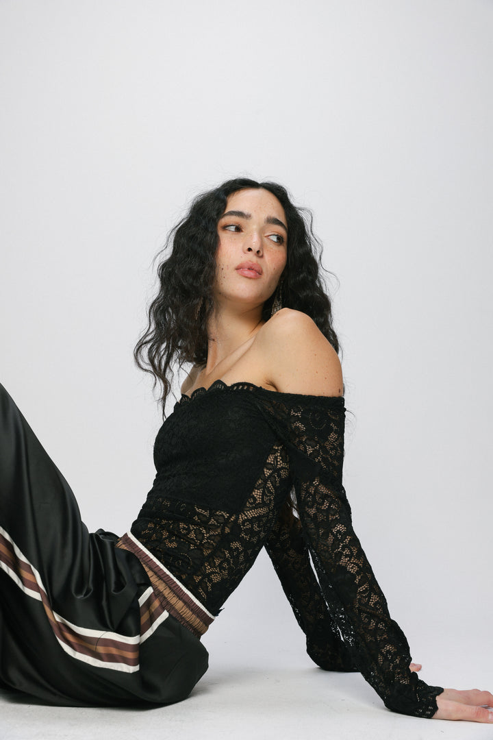 Noir Black Off Shoulder Bodysuit