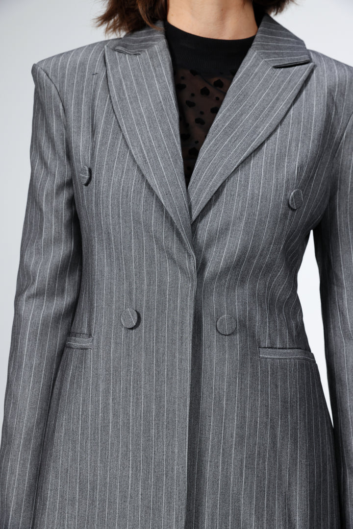 Slim Grey Stripes Blazer