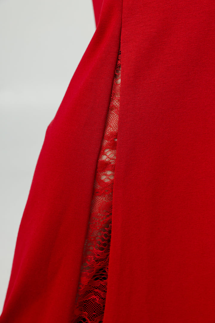 Lace Red Wide Leg Bottoms