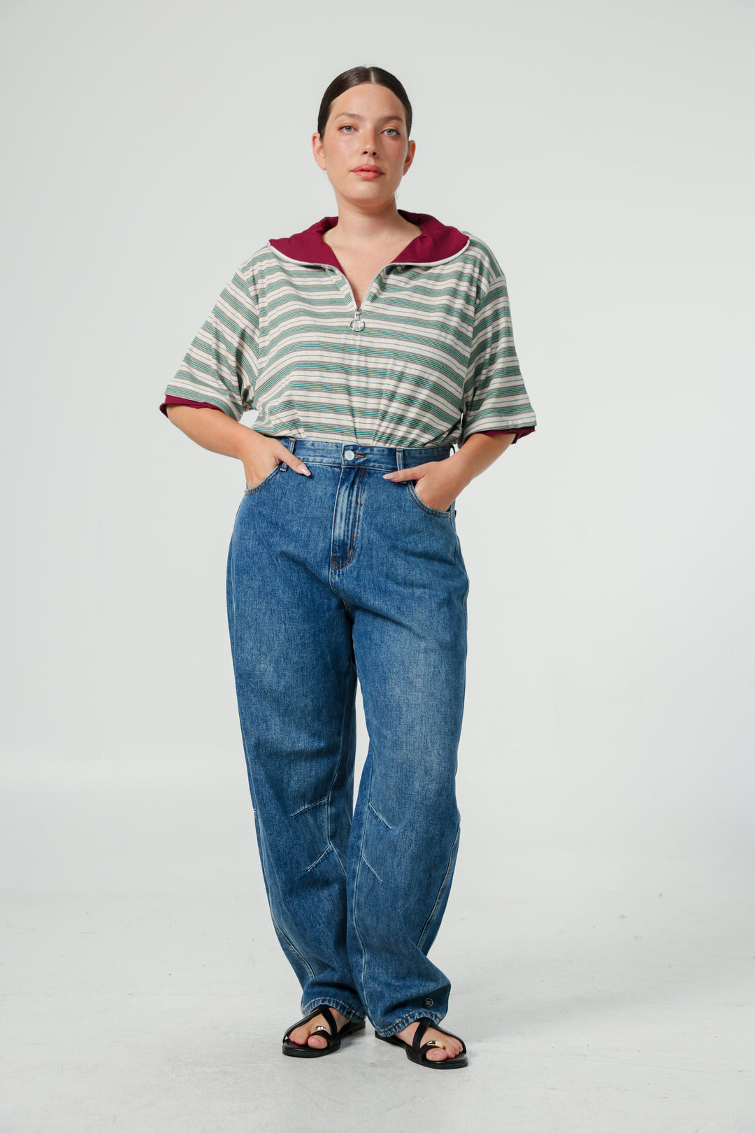 Adamon Green Striped Polo