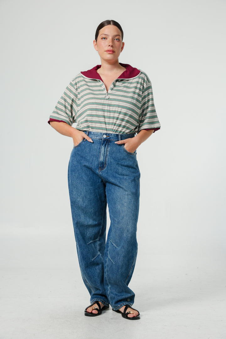 Adamon Green Striped Polo