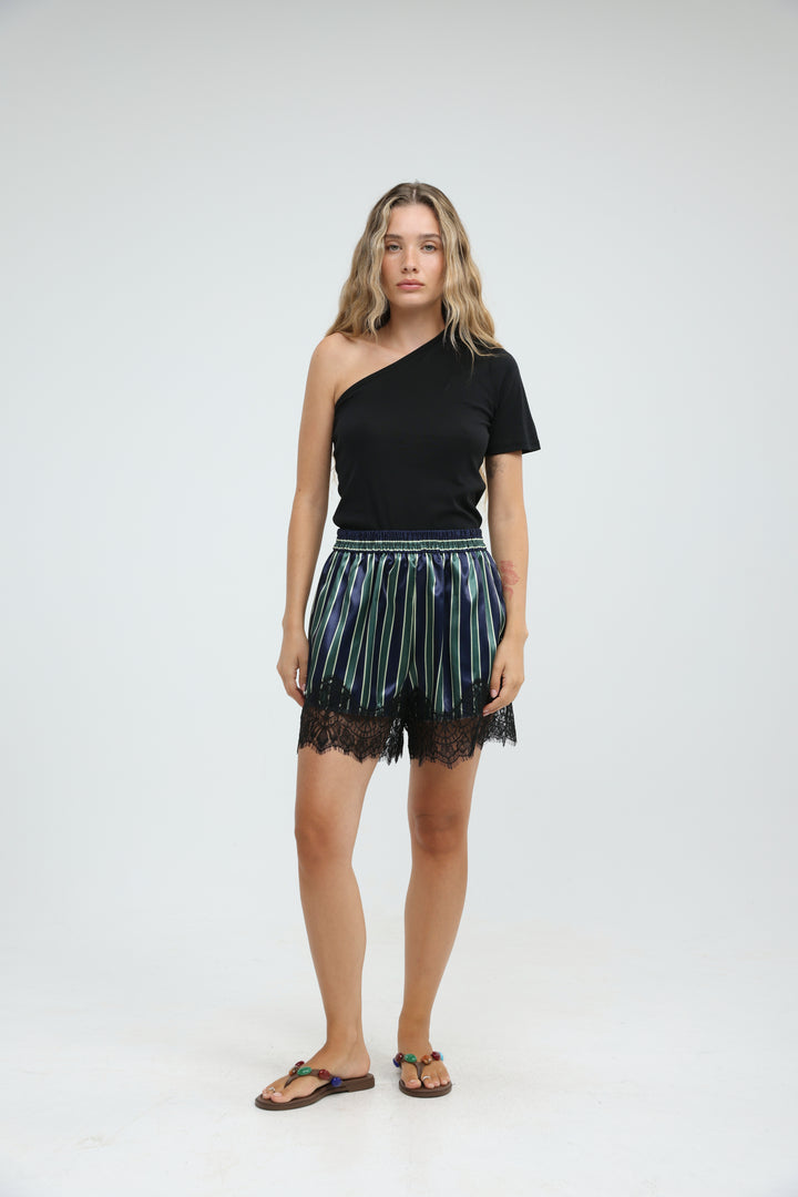 Attached Black One Shoulder T-Shirt
