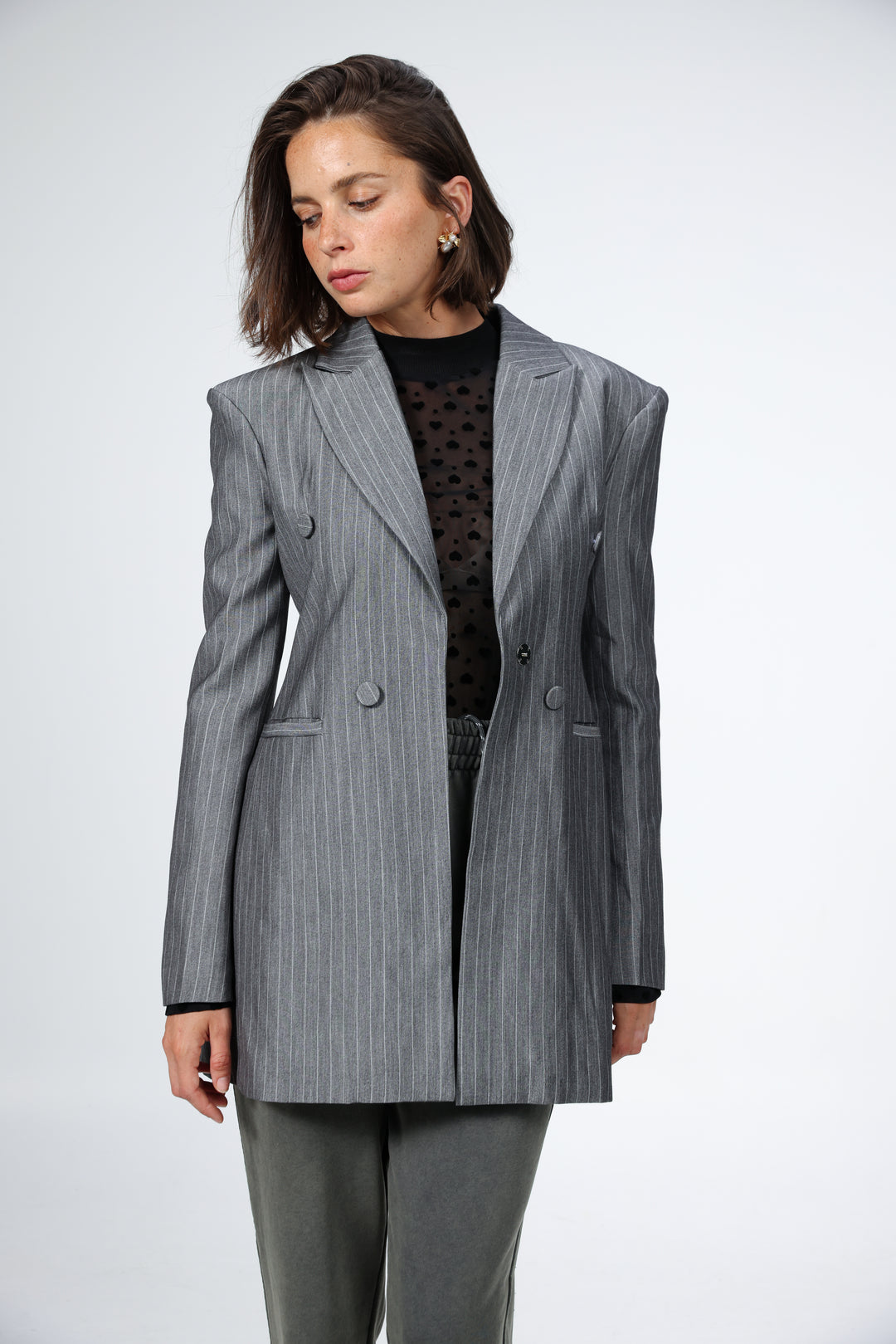 Slim Grey Stripes Blazer