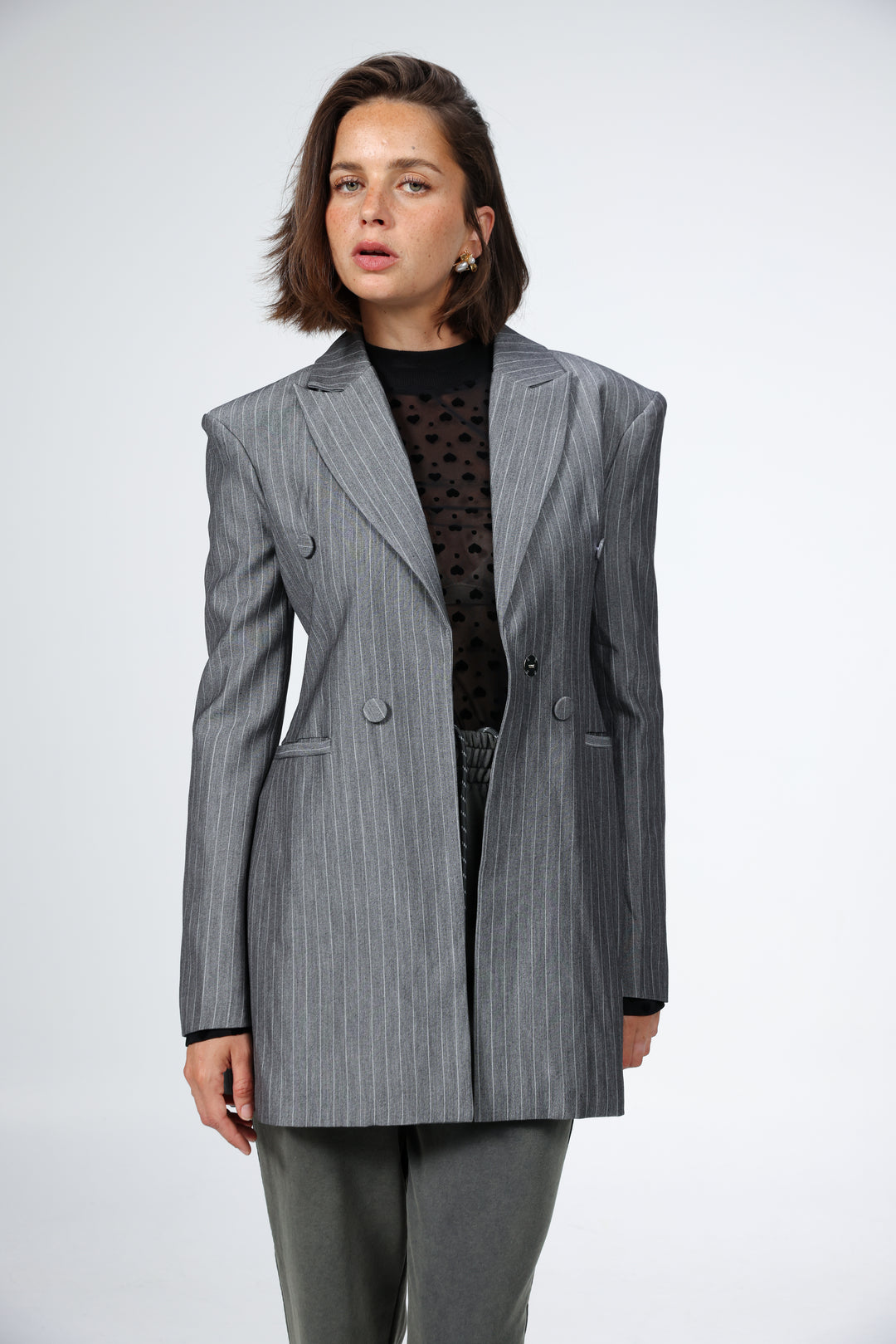 Slim Grey Stripes Blazer