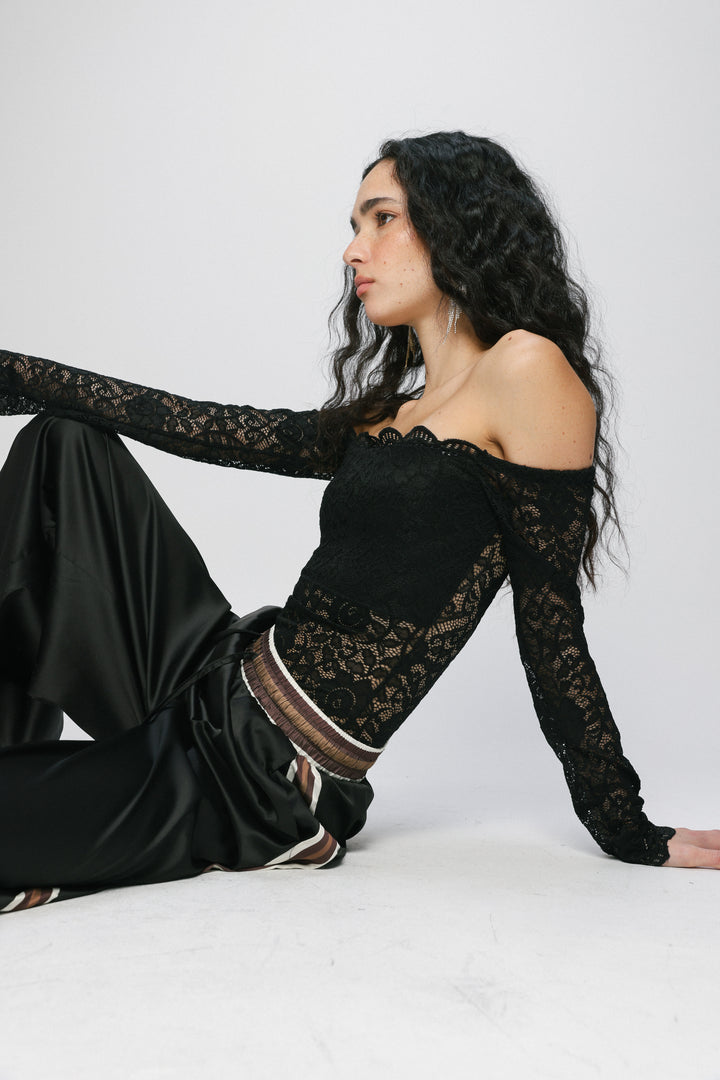 Noir Black Off Shoulder Bodysuit