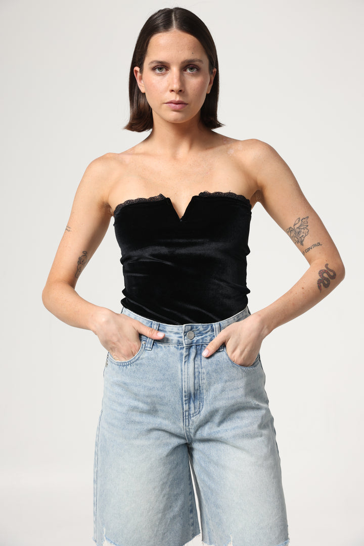 Fantasy Black Velvet V Top