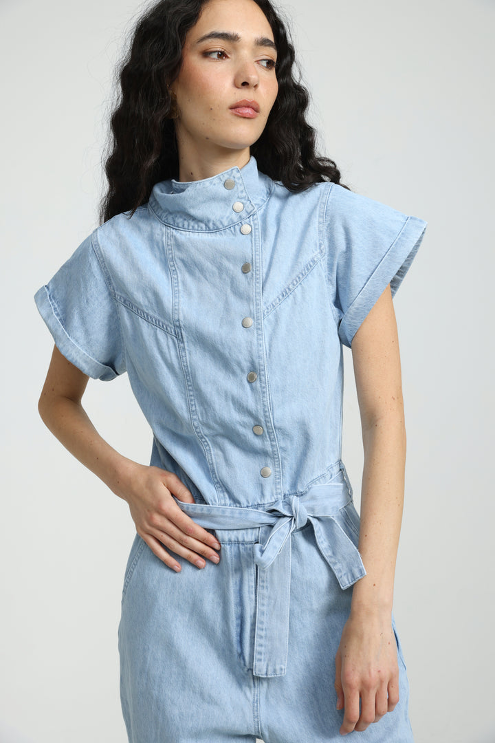 Amazed Light Blue Denim Jumpsuit