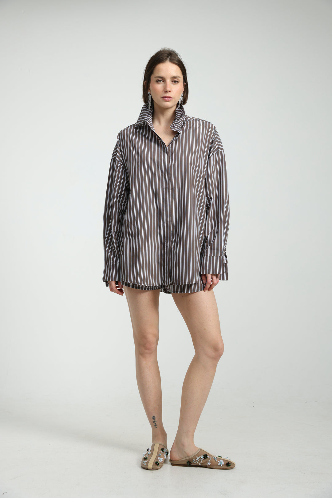 Brown Striped Buttoned Shirt