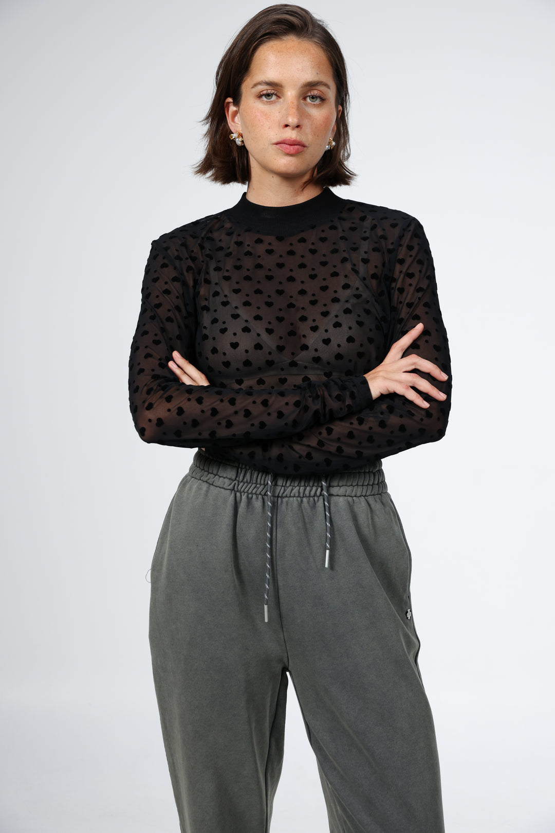 Caring Black Mesh Shirt