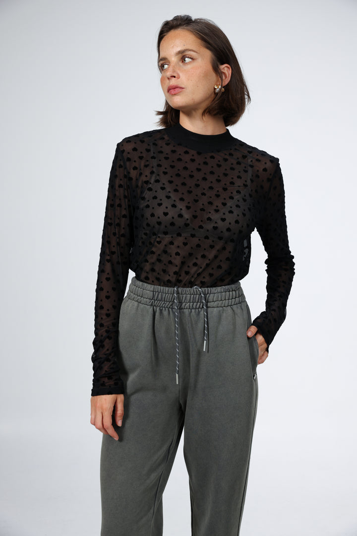 Caring Black Mesh Shirt