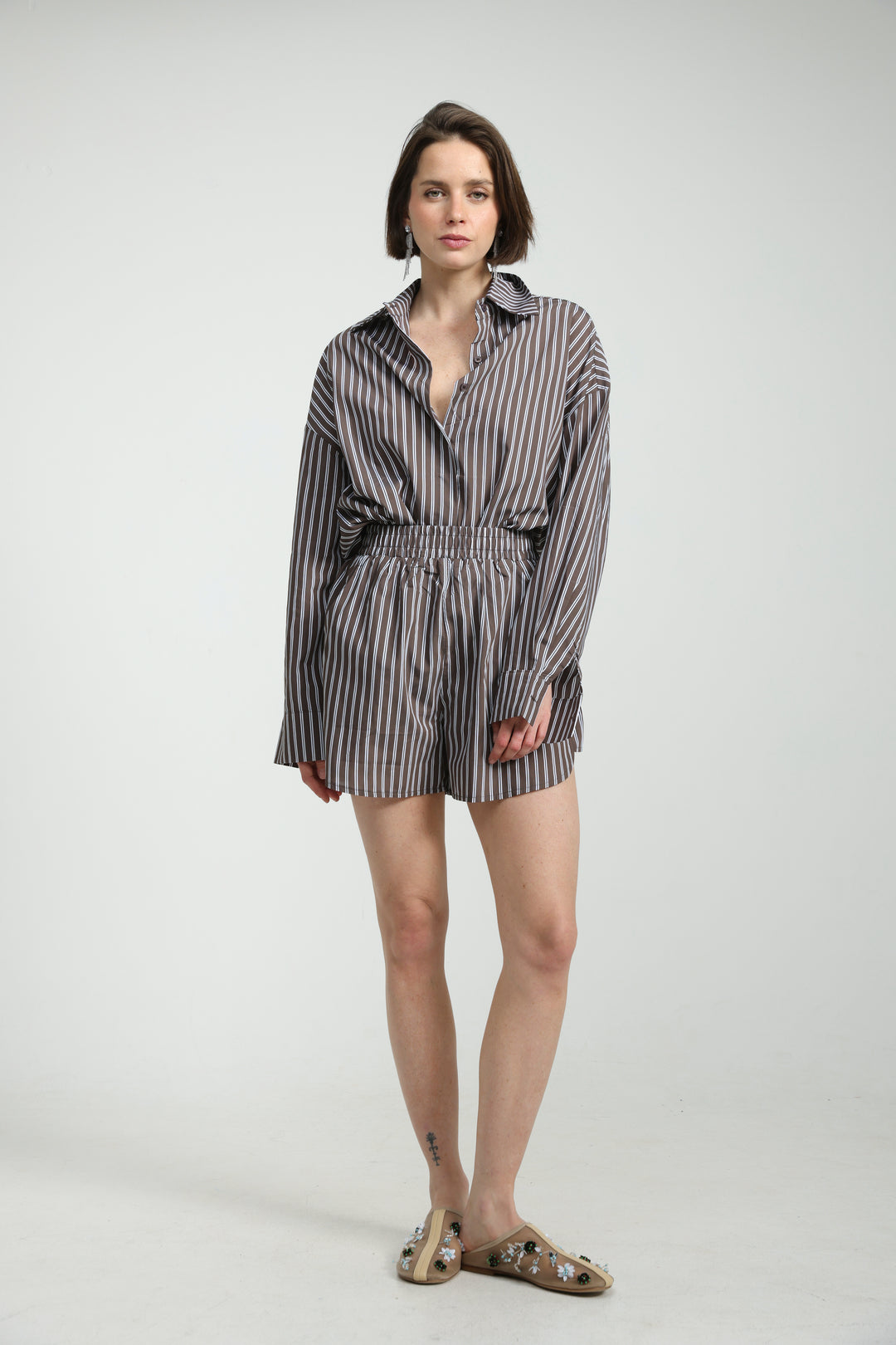 Brown Striped Buttoned Shirt